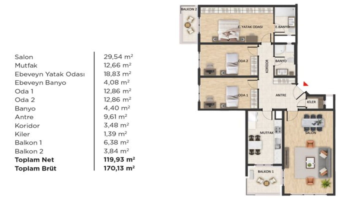 ankara oyak seyirce 2etap proje 3+1 daire plani