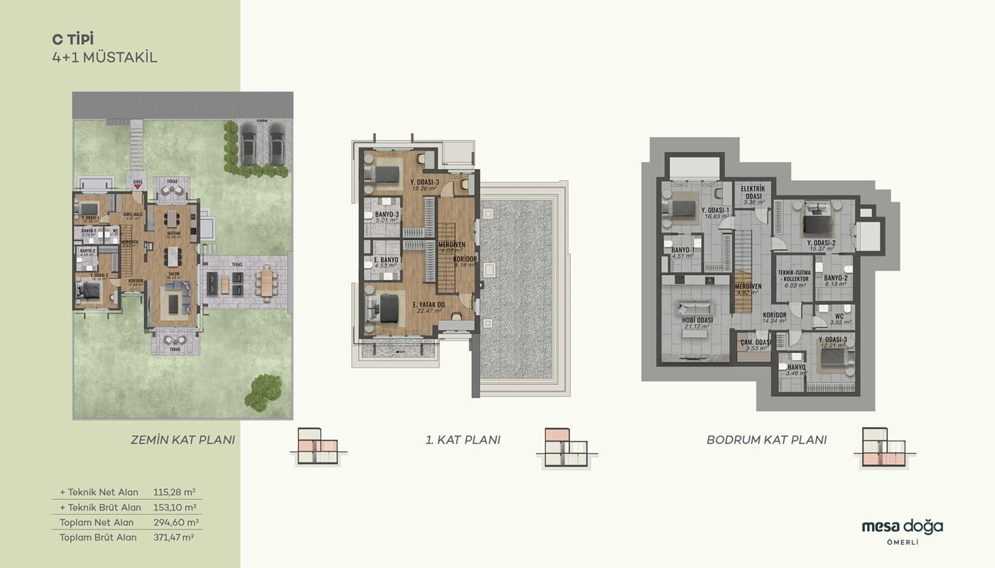 istanbul mesa doga omerli projesi villa plani c tipi mustakil
